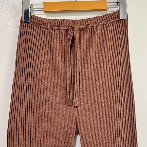 Moda Asya Brown Ribbed Knit Two-Piece Lounge Set Women’s Size Medium - Picture 4 of 14